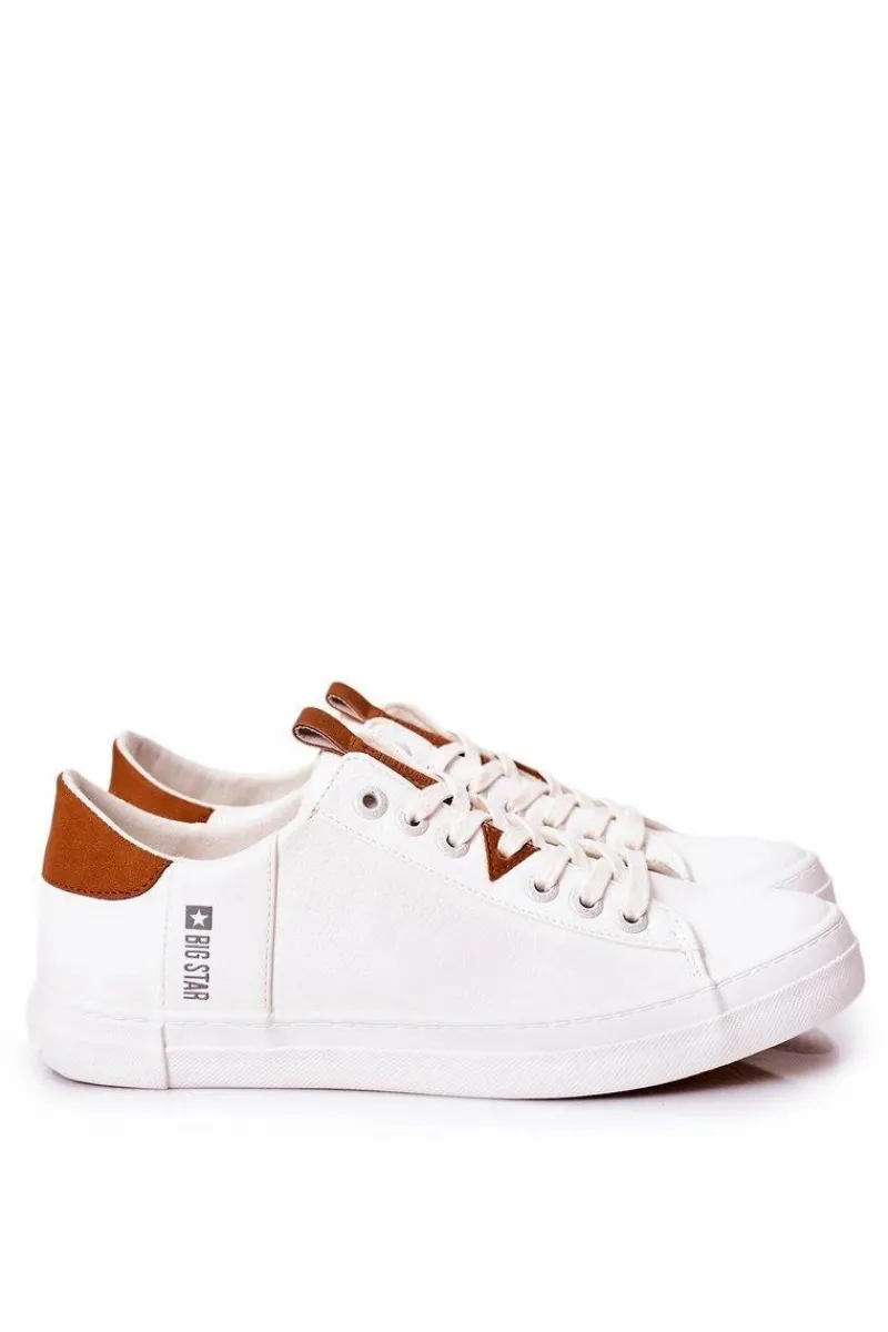Trampki Męskie Big Star|Trampki Niskie>Big Star Shoes Męskie Skórzane Tenisówki Big Star GG174025 Białe