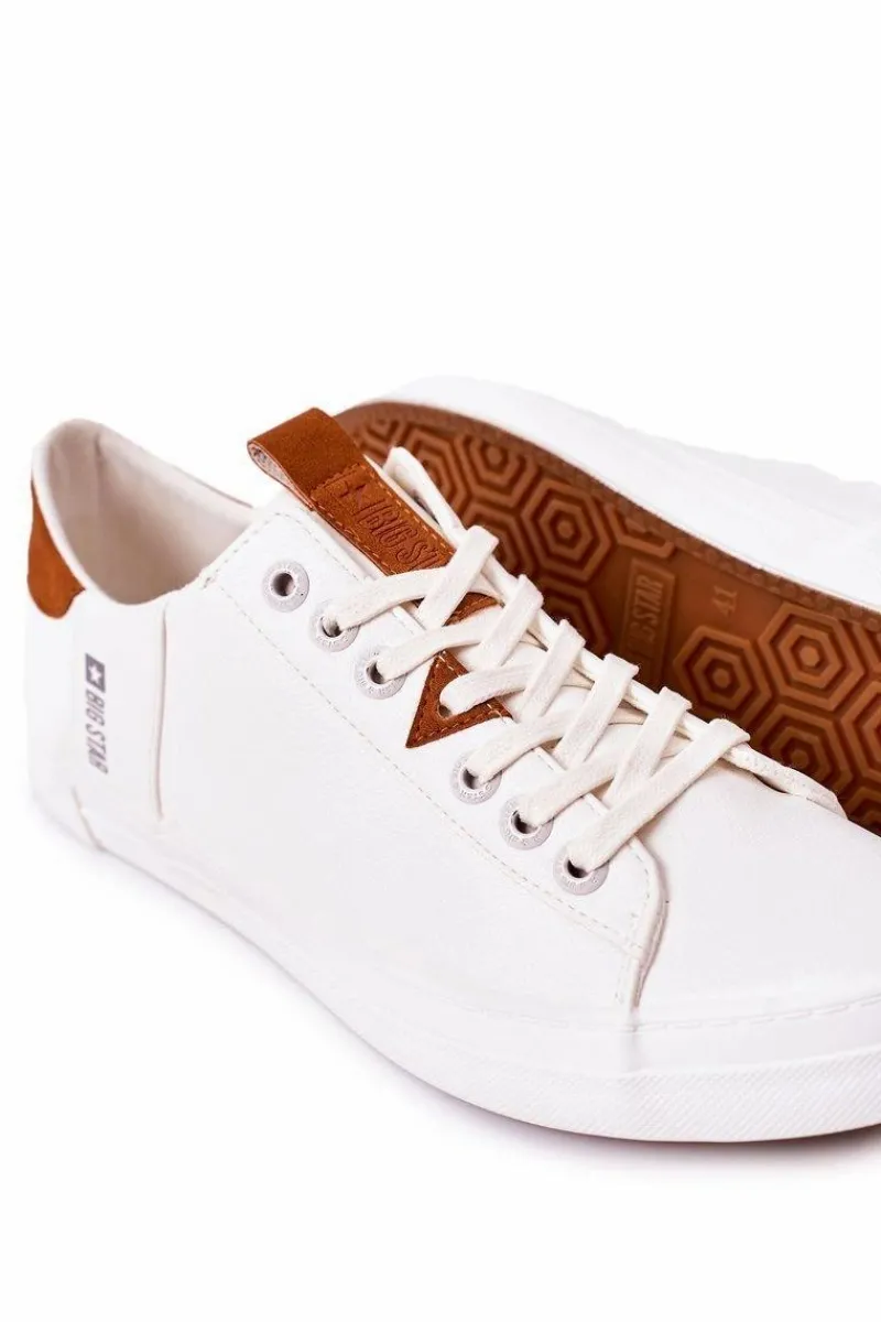 Trampki Męskie Big Star|Trampki Niskie>Big Star Shoes Męskie Skórzane Tenisówki Big Star GG174025 Białe