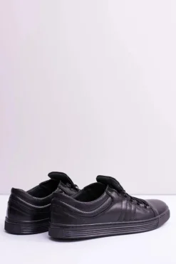 Outlet Boto Męskie Skórzane Tenisówki Czarne Elon