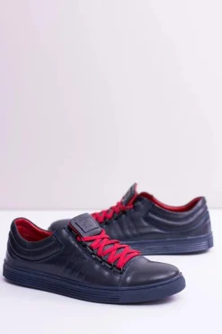 Best Męskie Skórzane Tenisówki Granatowe Elon Męskie Trampki Niskie|Trampki Męskie Niskie