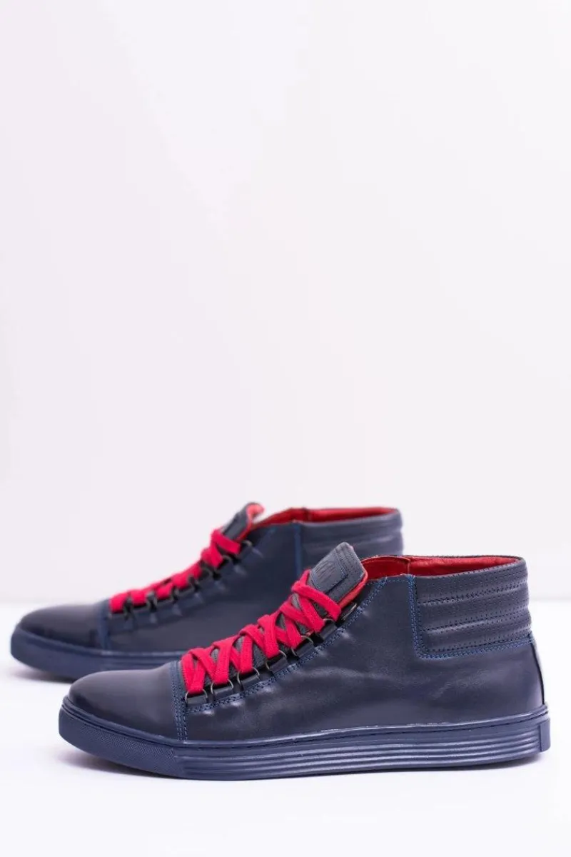 Outlet Męskie Skórzane Tenisówki Granatowe Torres Męskie Trampki Wysokie|Trampki Męskie Wysokie