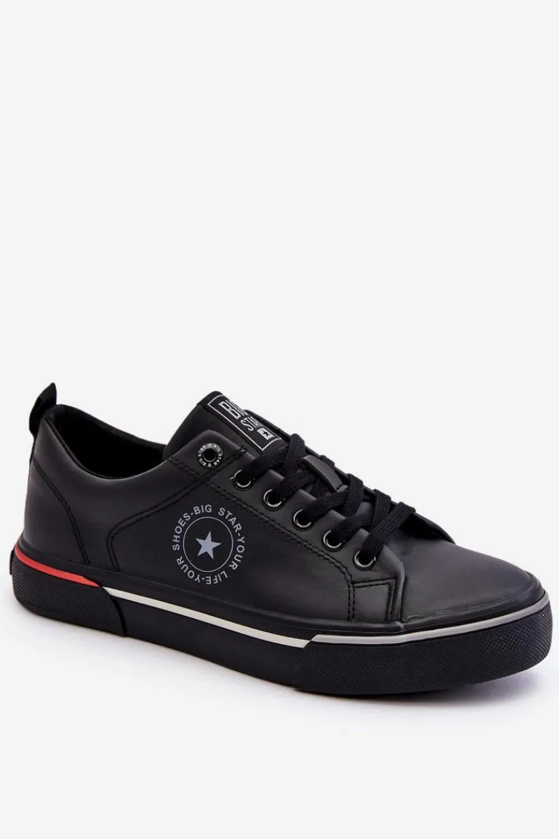 Sale Big Star Shoes Męskie Skórzane Trampki Big Star LL174210 Czarne
