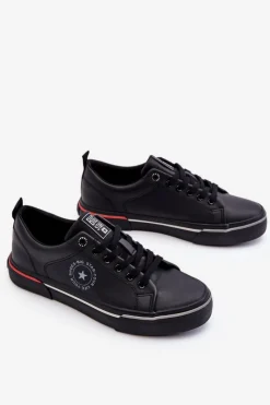 Sale Big Star Shoes Męskie Skórzane Trampki Big Star LL174210 Czarne