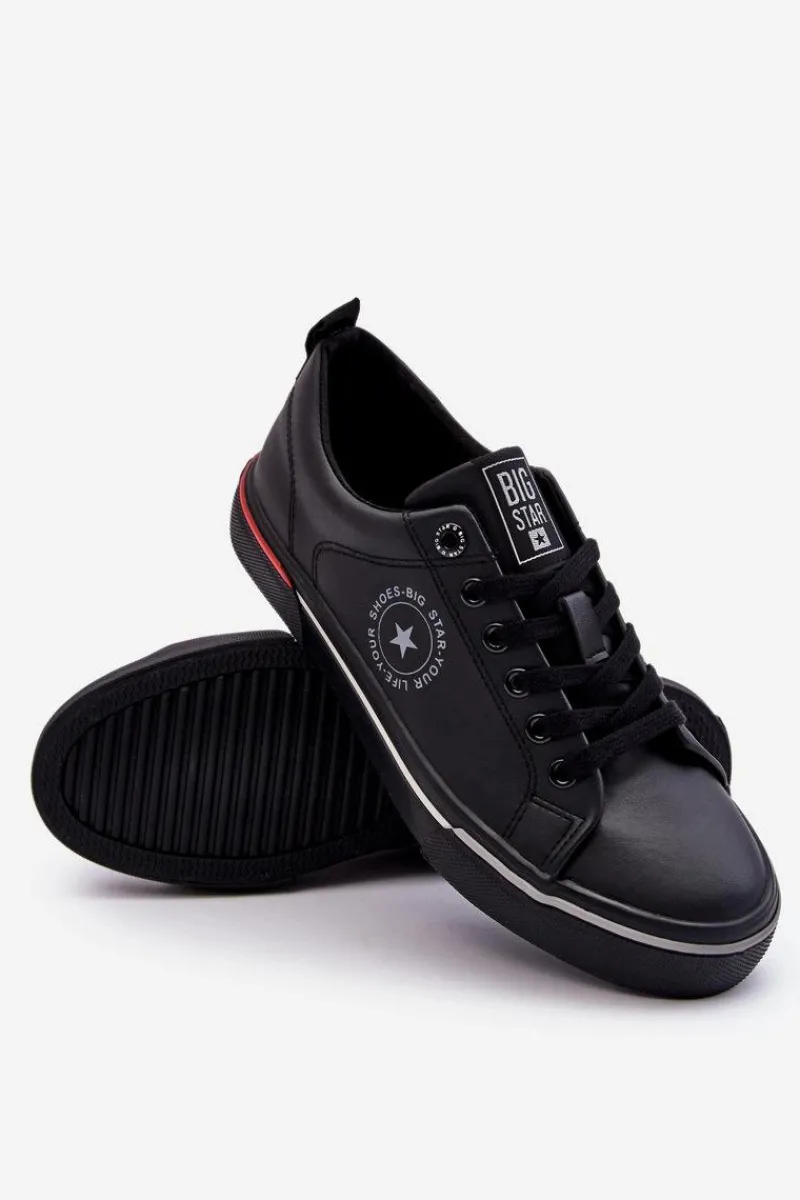 Sale Big Star Shoes Męskie Skórzane Trampki Big Star LL174210 Czarne