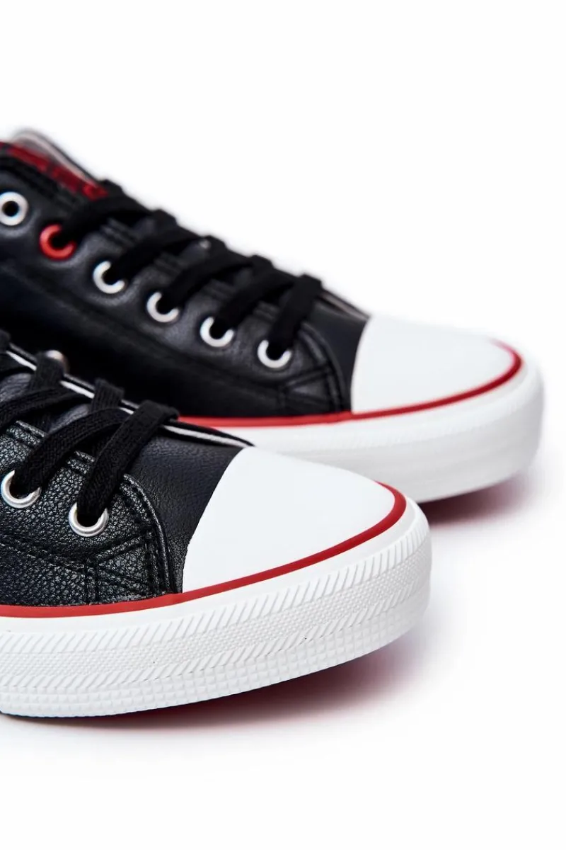 Trampki Męskie Big Star|Trampki Niskie>Big Star Shoes Męskie Skórzane Trampki BIG STAR JJ174068 Czarne