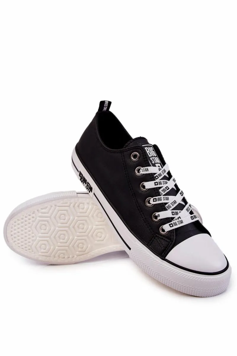 Trampki Męskie Big Star|Trampki Niskie>Big Star Shoes Męskie Skórzane Trampki Big Star KK174047 Czarne