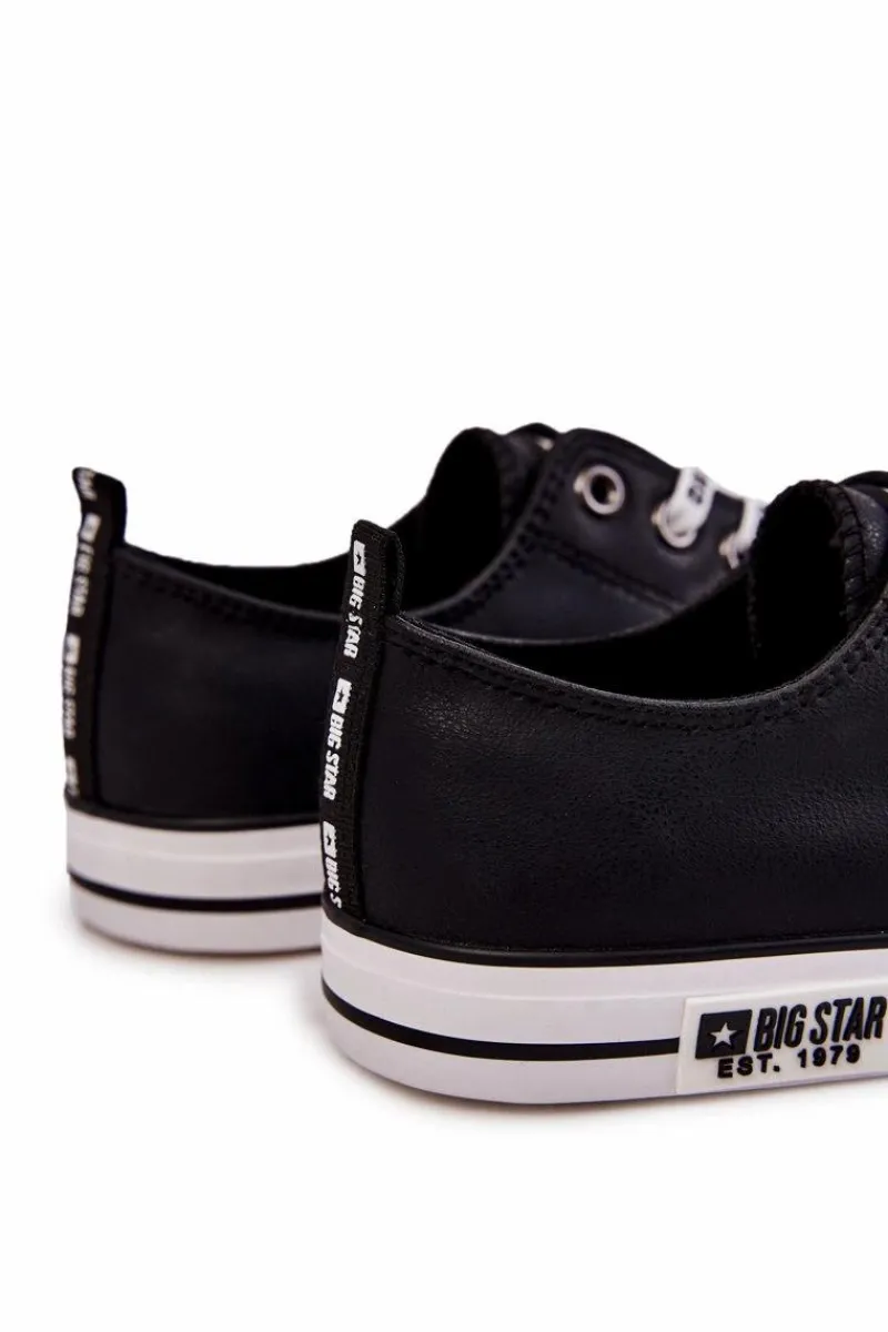 Trampki Męskie Big Star|Trampki Niskie>Big Star Shoes Męskie Skórzane Trampki Big Star KK174047 Czarne