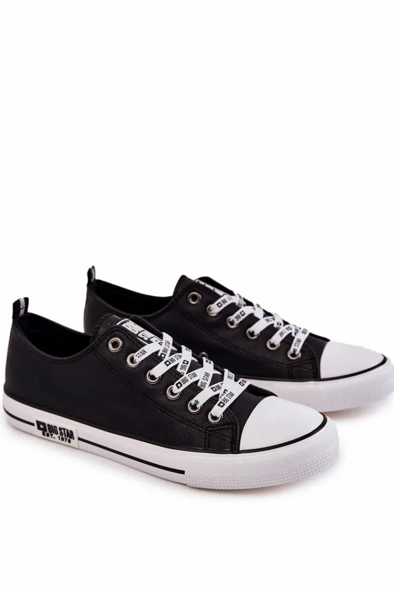 Trampki Męskie Big Star|Trampki Niskie>Big Star Shoes Męskie Skórzane Trampki Big Star KK174047 Czarne