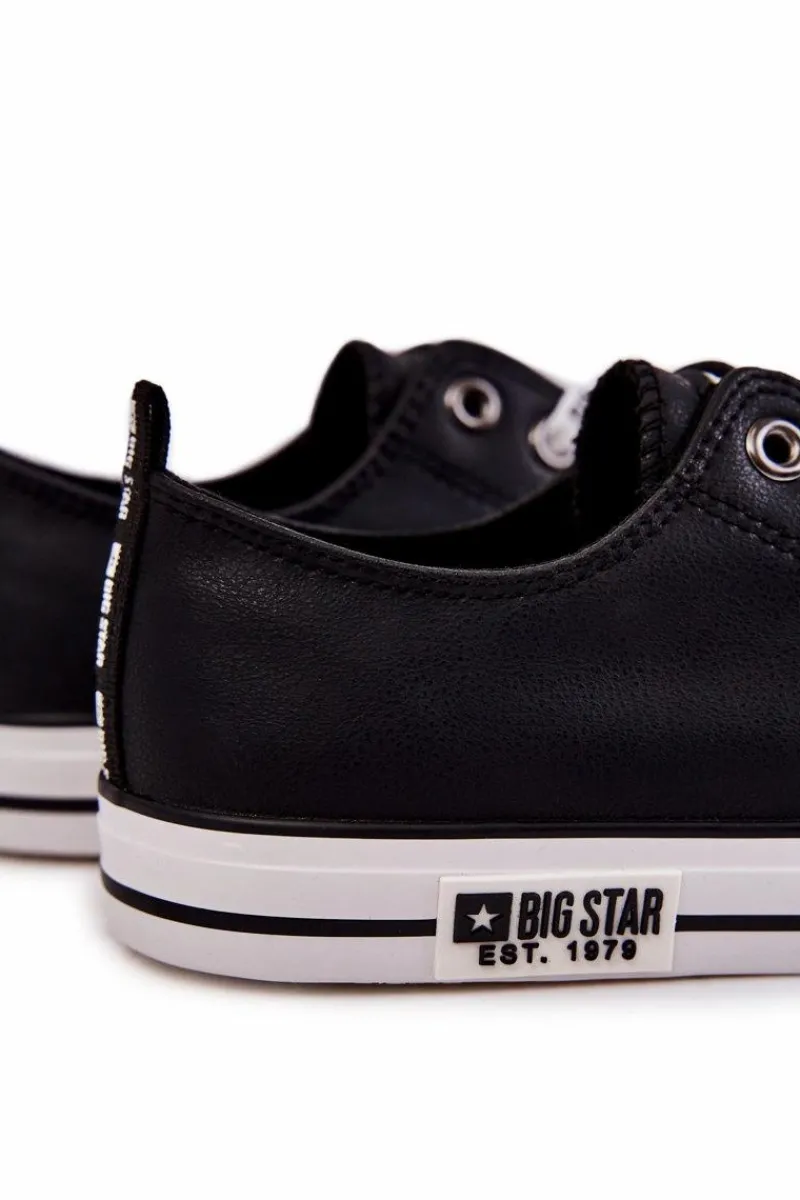 Trampki Męskie Big Star|Trampki Niskie>Big Star Shoes Męskie Skórzane Trampki Big Star KK174047 Czarne