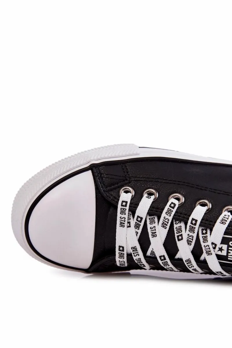 Trampki Męskie Big Star|Trampki Niskie>Big Star Shoes Męskie Skórzane Trampki Big Star KK174047 Czarne