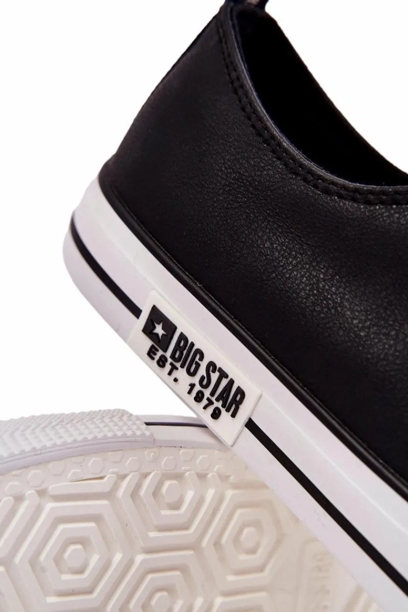 Trampki Męskie Big Star|Trampki Niskie>Big Star Shoes Męskie Skórzane Trampki Big Star KK174047 Czarne