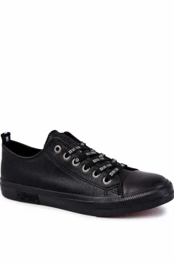 Online Męskie Skórzane Trampki Big Star KK174053 Czarne Męskie Trampki Męskie Big Star|Trampki Niskie