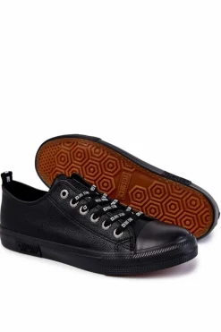 Online Męskie Skórzane Trampki Big Star KK174053 Czarne Męskie Trampki Męskie Big Star|Trampki Niskie