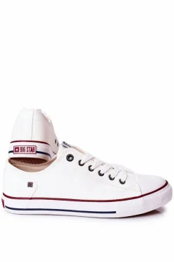 Discount Big Star Shoes Męskie Skórzane Trampki Big Star II174001 Białe