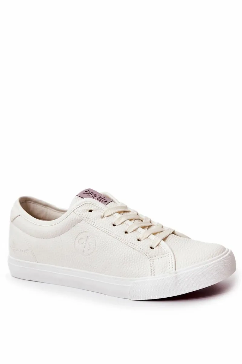 Sale Męskie Skórzane Trampki JJ1R4023C Białe Męskie Trampki Męskie Cross Jeans|Trampki Niskie