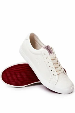 Sale Męskie Skórzane Trampki JJ1R4023C Białe Męskie Trampki Męskie Cross Jeans|Trampki Niskie