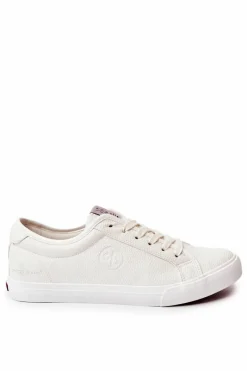 Sale Męskie Skórzane Trampki JJ1R4023C Białe Męskie Trampki Męskie Cross Jeans|Trampki Niskie