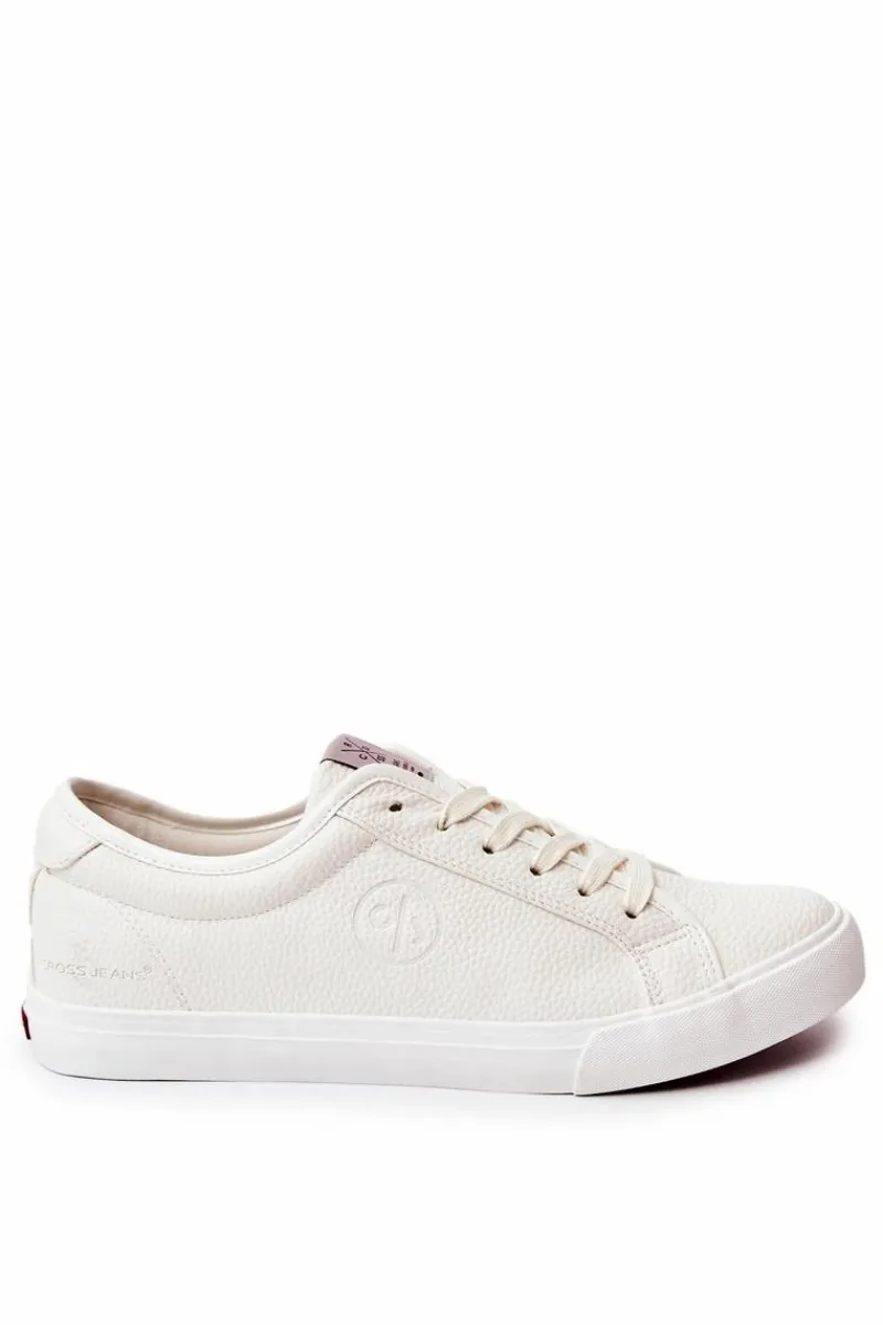 Sale Męskie Skórzane Trampki JJ1R4023C Białe Męskie Trampki Męskie Cross Jeans|Trampki Niskie