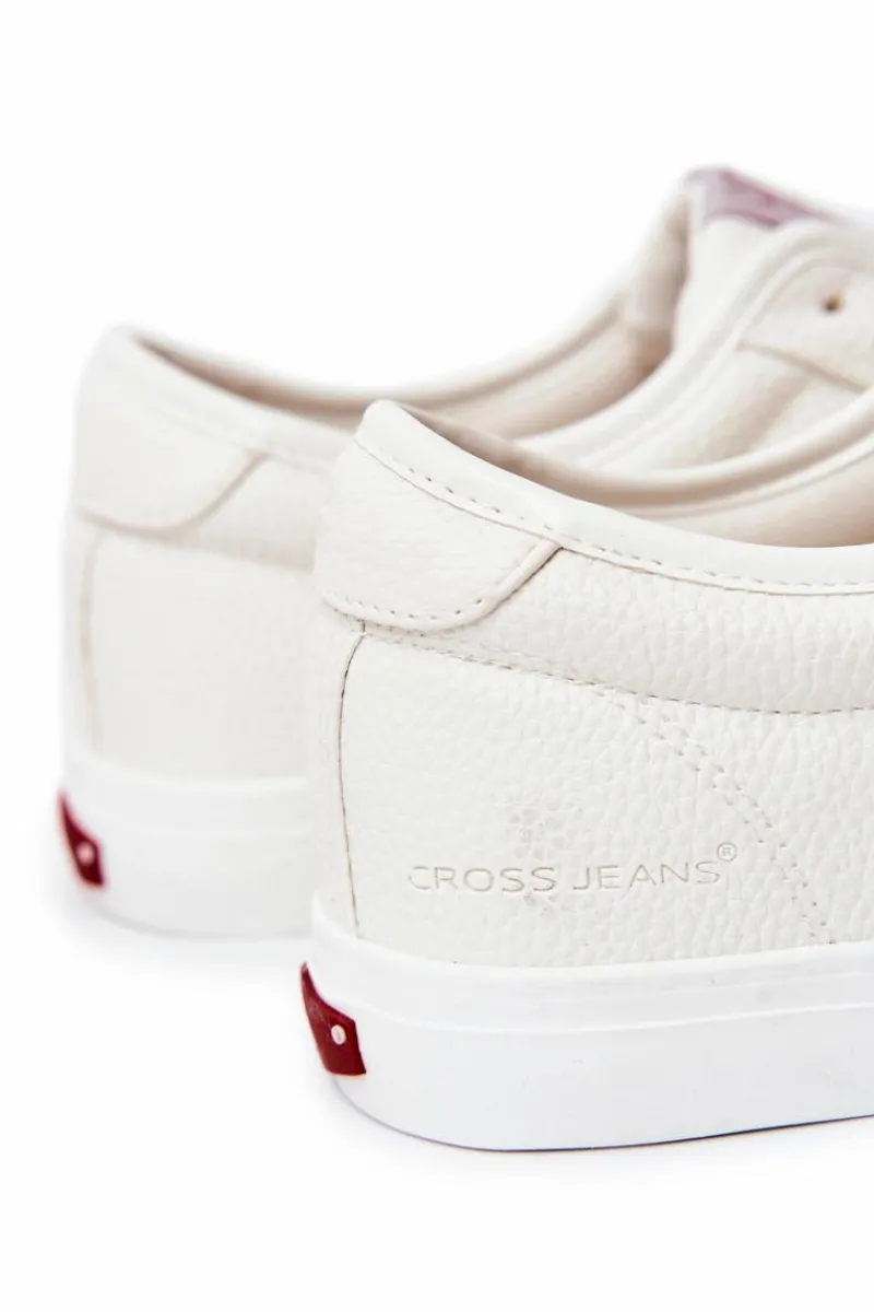 Sale Męskie Skórzane Trampki JJ1R4023C Białe Męskie Trampki Męskie Cross Jeans|Trampki Niskie