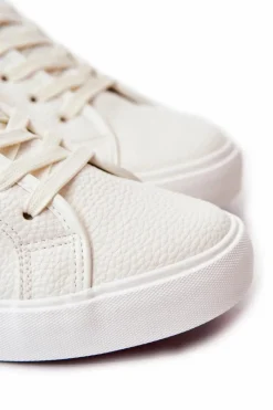 Sale Męskie Skórzane Trampki JJ1R4023C Białe Męskie Trampki Męskie Cross Jeans|Trampki Niskie