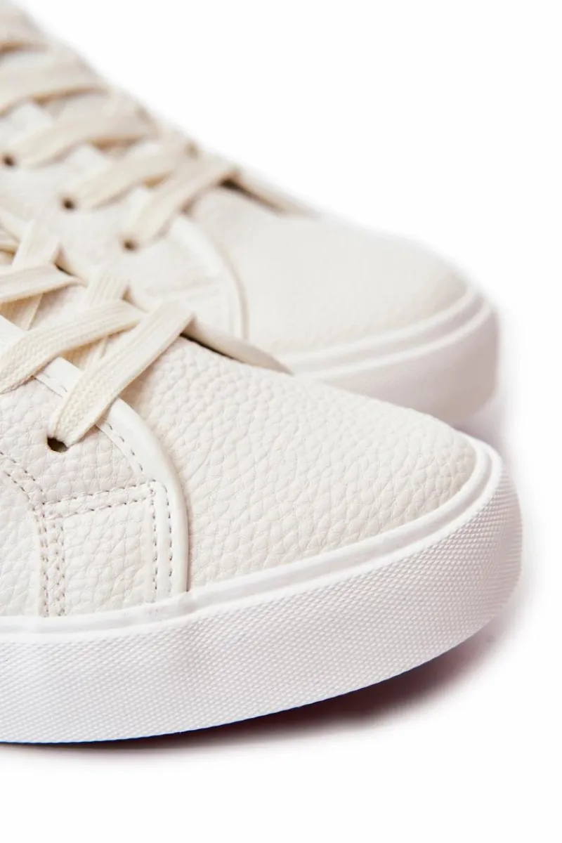 Sale Męskie Skórzane Trampki JJ1R4023C Białe Męskie Trampki Męskie Cross Jeans|Trampki Niskie