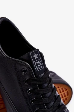 Online Evento Męskie Skórzane Wiązane Klasyczne Trampki Czarne Hank