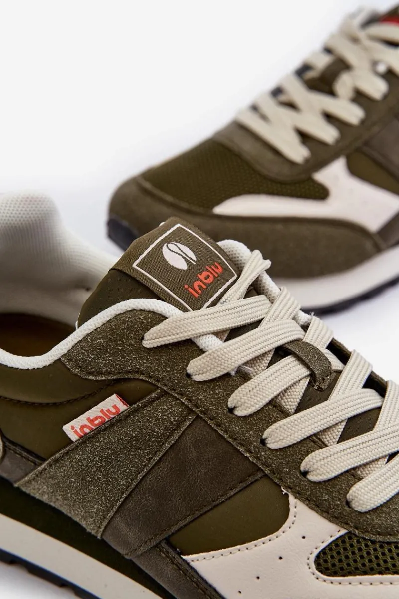 Obuwie Sportowe Męskie>INBLU Męskie Sneakersy IU000005 Ciemnozielone