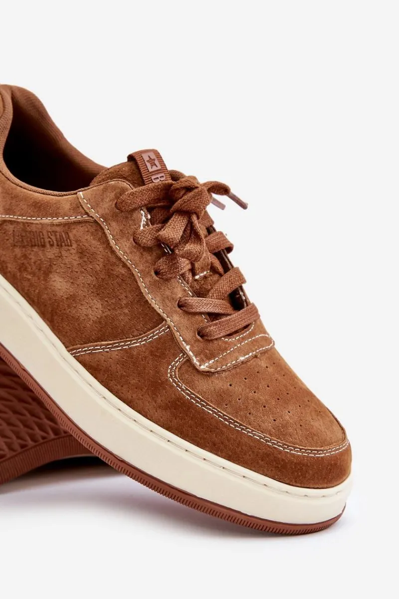 Online Big Star Shoes Męskie Sneakersy Na Platformie Zamszowe Big Star OO174014 Brązowe Brązowy