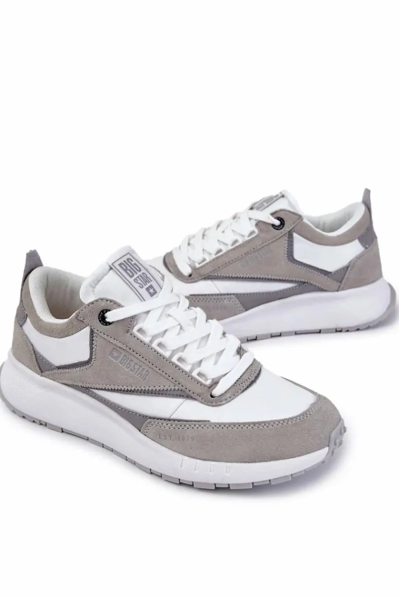 Online Big Star Shoes Męskie Sportowe Buty Big Star KK174021 Biało-Szare