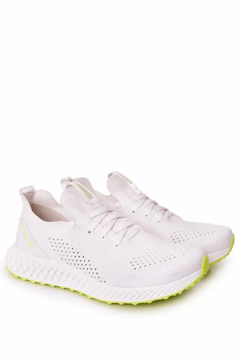 Trampki Męskie Big Star|Obuwie Sportowe Męskie>Big Star Shoes Męskie Sportowe Buty Memory Foam Big Star FF174235 Biało-Limonkowe