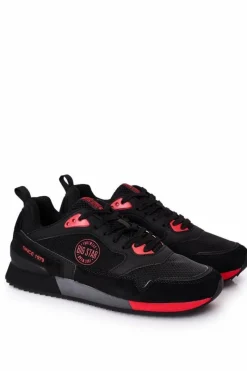 Trampki Męskie Big Star|Obuwie Sportowe Męskie>Big Star Shoes Męskie Sportowe Buty Memory Foam Big Star HH174241 Czarne