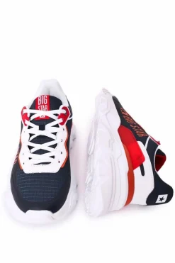 Sale Męskie Sportowe Buty Memory Foam Big Star HH174207 Granatowo-Białe Męskie Trampki Męskie Big Star|Obuwie Sportowe Męskie