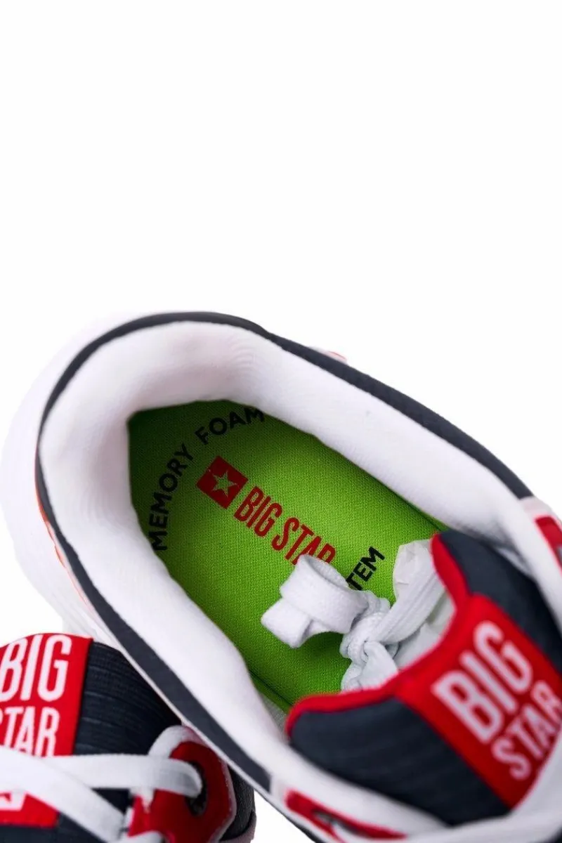 Sale Męskie Sportowe Buty Memory Foam Big Star HH174207 Granatowo-Białe Męskie Trampki Męskie Big Star|Obuwie Sportowe Męskie
