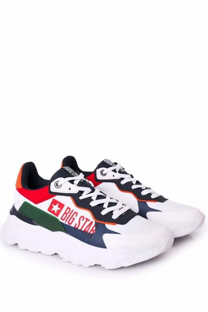 Sale Big Star Shoes Męskie Sportowe Buty Memory Foam Big Star HH174208 Biało-Granatowe