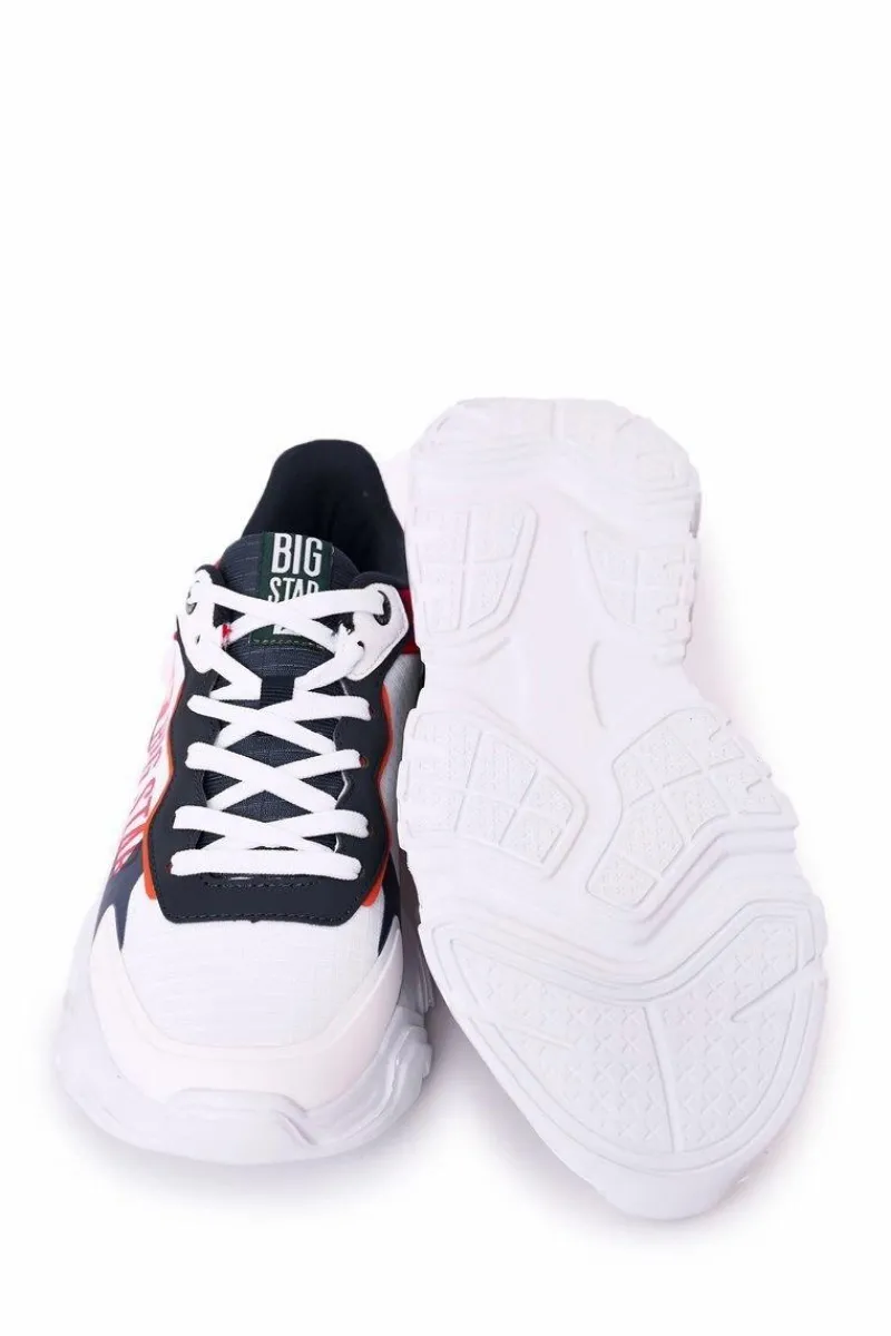 Sale Big Star Shoes Męskie Sportowe Buty Memory Foam Big Star HH174208 Biało-Granatowe