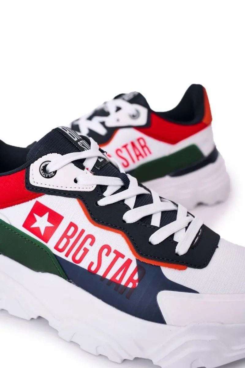 Sale Big Star Shoes Męskie Sportowe Buty Memory Foam Big Star HH174208 Biało-Granatowe