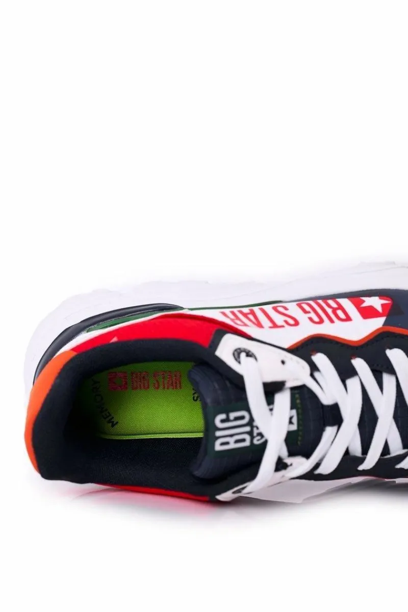 Sale Big Star Shoes Męskie Sportowe Buty Memory Foam Big Star HH174208 Biało-Granatowe