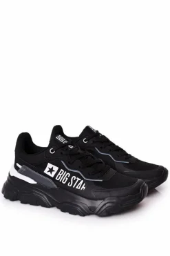 Trampki Męskie Big Star|Obuwie Sportowe Męskie>Big Star Shoes Męskie Sportowe Buty Memory Foam Big Star HH174209 Czarno-Niebieskie