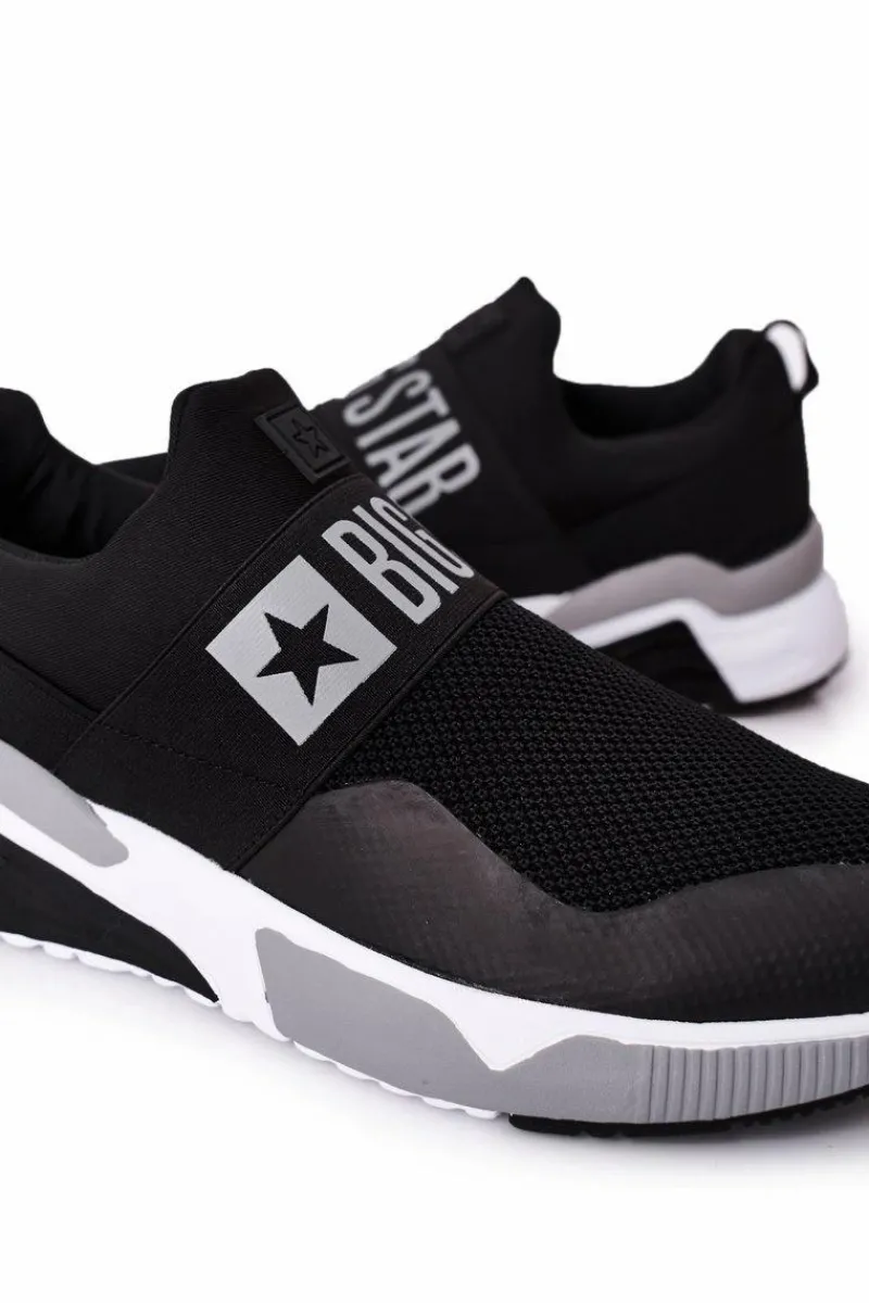 Sale Big Star Shoes Męskie Sportowe Buty Slip-On Memory Foam Big Star HH174148 Czarne