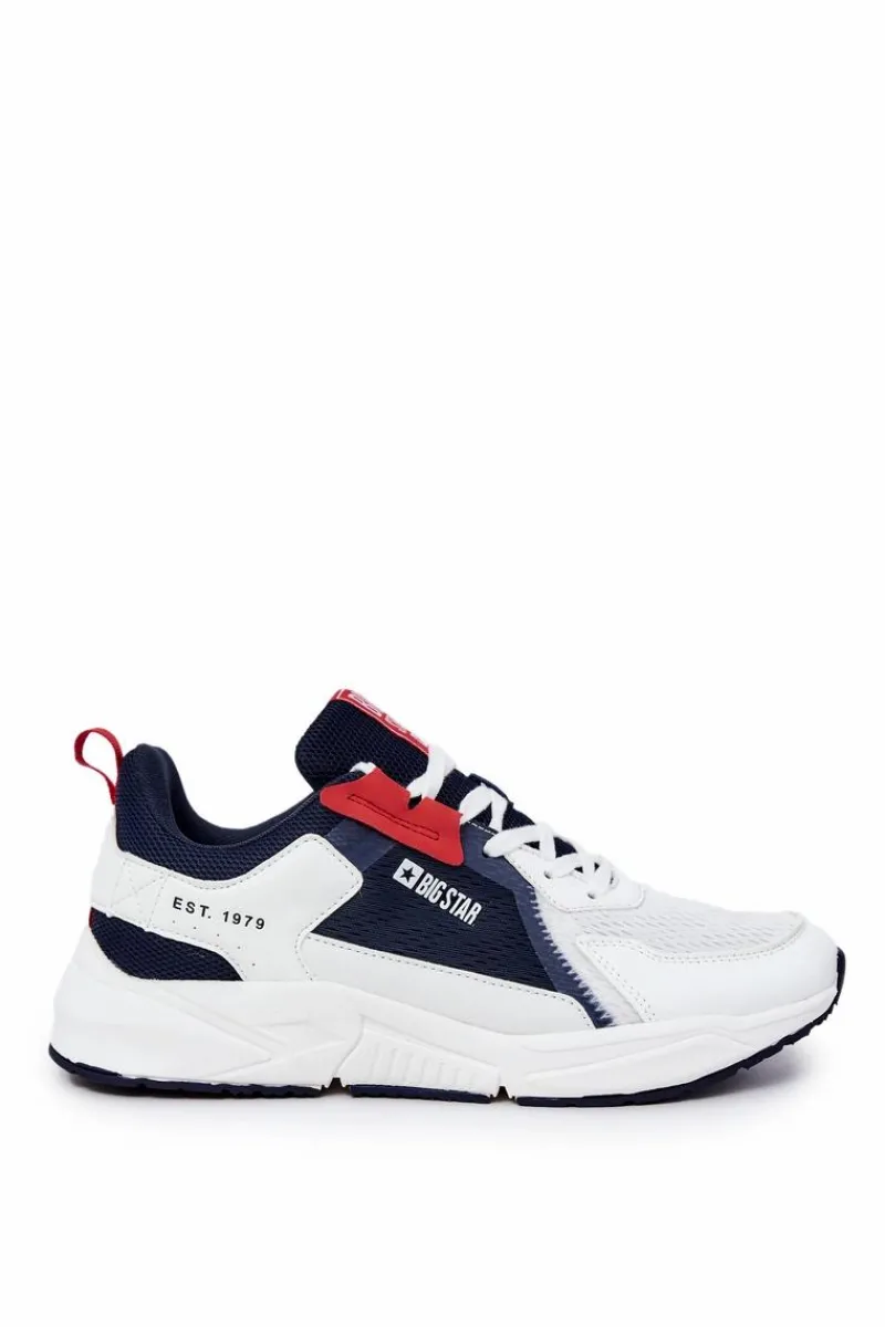 Obuwie Sportowe Męskie>Big Star Shoes Męskie Sportowe Buty Sneakersy Big Star JJ174399 Biało-Granatowe