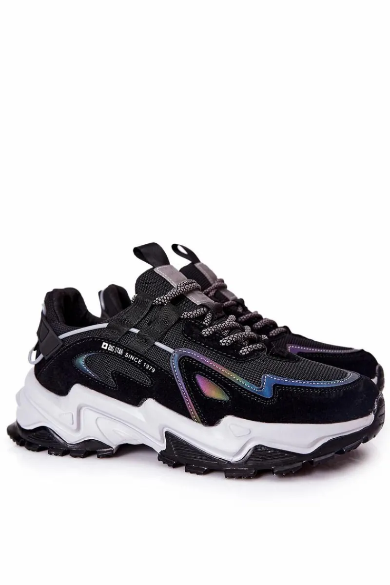 Trampki Męskie Big Star|Obuwie Sportowe Męskie>Big Star Shoes Męskie Sportowe Buty Sneakersy Big Star II174044 Czarne