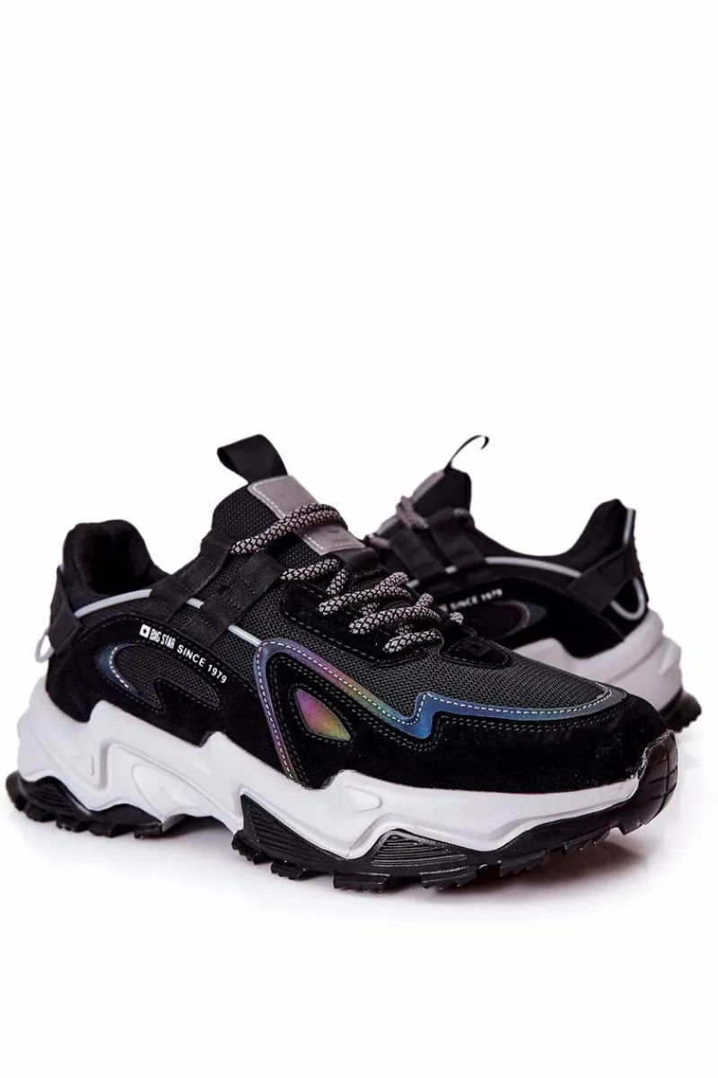 Trampki Męskie Big Star|Obuwie Sportowe Męskie>Big Star Shoes Męskie Sportowe Buty Sneakersy Big Star II174044 Czarne