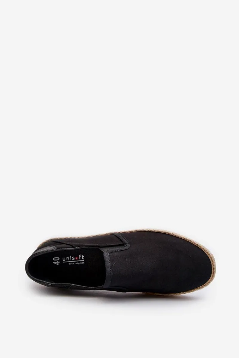 Trampki Niskie|Trampki Męskie Niskie>Evento Męskie Tenisówki Espadryle Z Plecionką Czarne Fenen Czarny