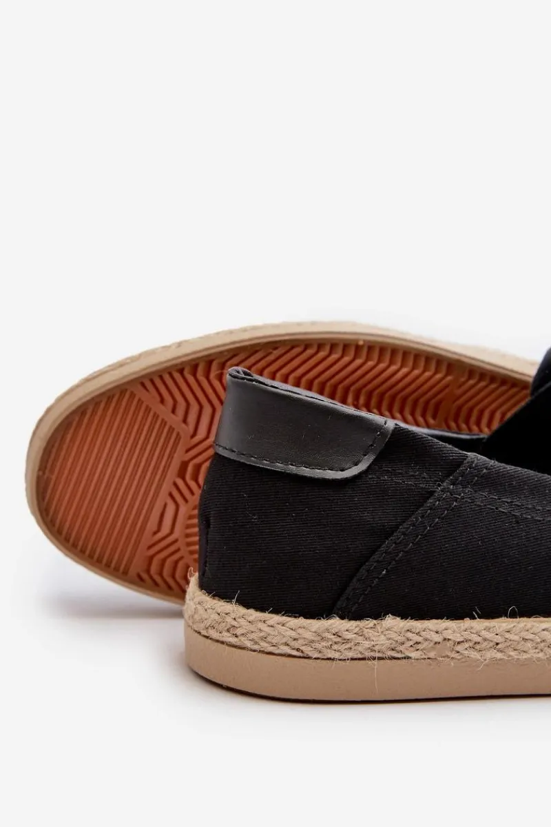 Trampki Niskie|Trampki Męskie Niskie>Evento Męskie Tenisówki Espadryle Z Plecionką Czarne Fenen Czarny