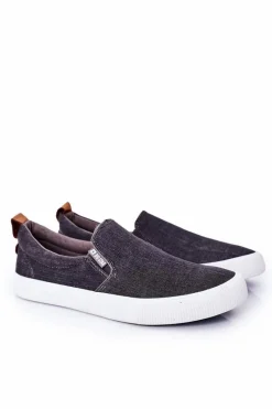 Sale Big Star Shoes Męskie Tenisówki Slip-On Big Star DD174162 Szare