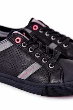 Outlet Męskie Trampki II1R4004C Czarne Męskie Trampki Męskie Cross Jeans|Trampki Niskie