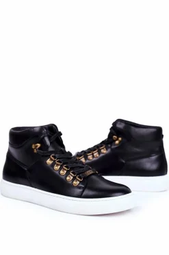 Best Męskie Trampki Skórzane Czarne GG1N3009 Damskie/Męskie Trampki Wysokie|Trampki Męskie Wysokie