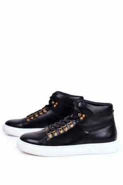 Best Męskie Trampki Skórzane Czarne GG1N3009 Damskie/Męskie Trampki Wysokie|Trampki Męskie Wysokie