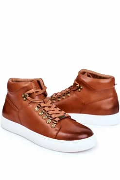 New GOE Męskie Trampki Skórzane Brązowe GG1N3011