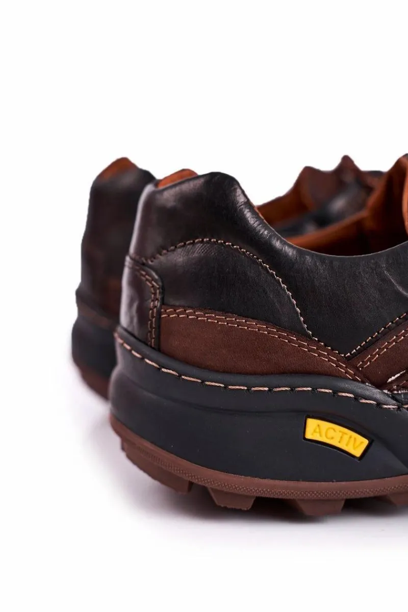 Sale Boto Męskie Trekkingowe Skórzane Półbuty Bednarek Activ Brązowe